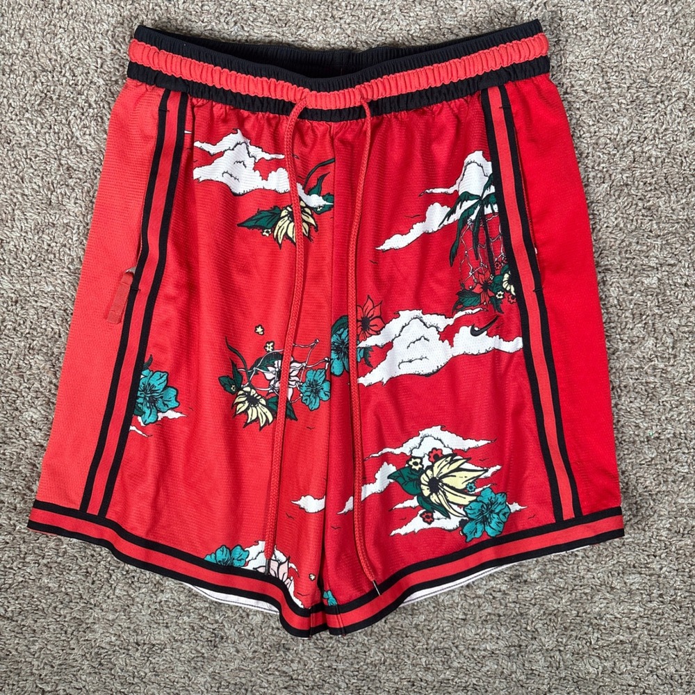 Nike Dri-FIT DNA Basketball Shorts Red Floral Tropical DM8780-831 Mens L